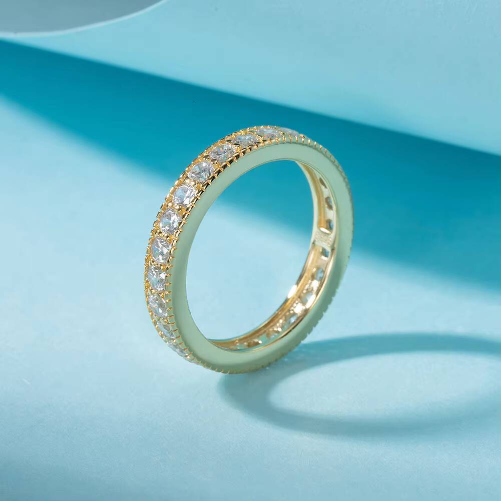 RINNTIN SR318 Eternity Ring 14K Gold Zircon 100 925 Silver Ring Wedding Band Anniversary Ring Diamond Band