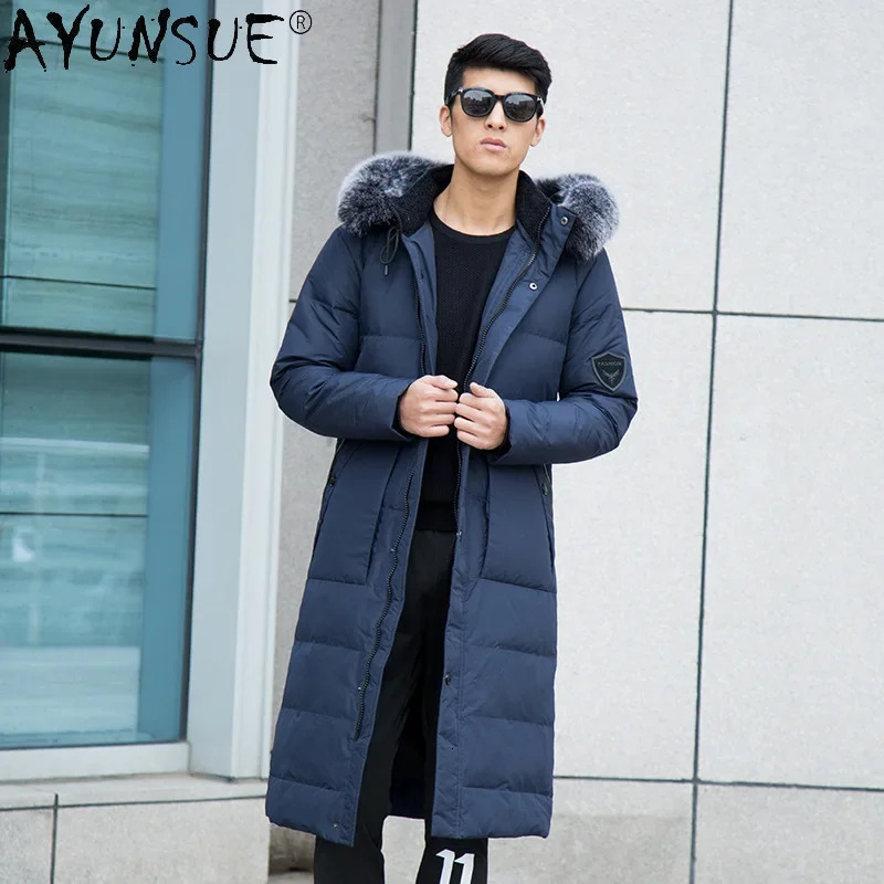 AYUNSUE Winter Jacket Men Hooded Down Jackets Mens Clothing Big Fox Fur Collar Coat large size 14XL clothes Los Hombres Parkas 251023