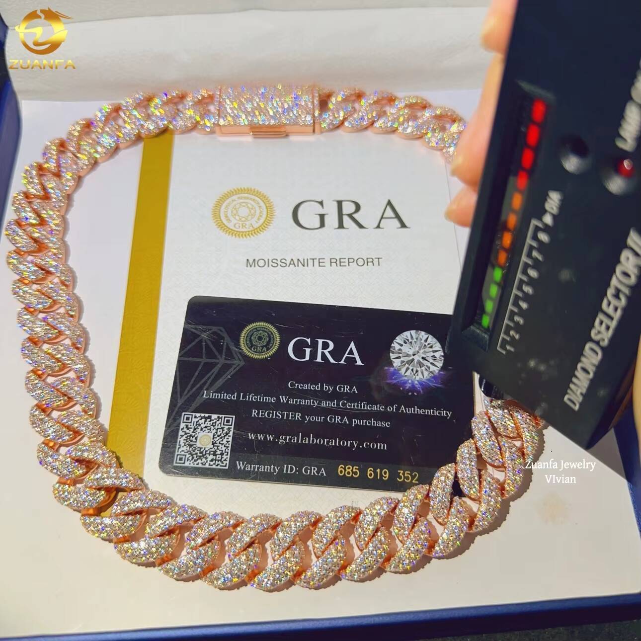 D Color VVS Moissanite 18mm Buss Down Pass Diamond Tester Iced Out Fine Diamond Sterling Silver 925 Cuban Link Chain Necklace