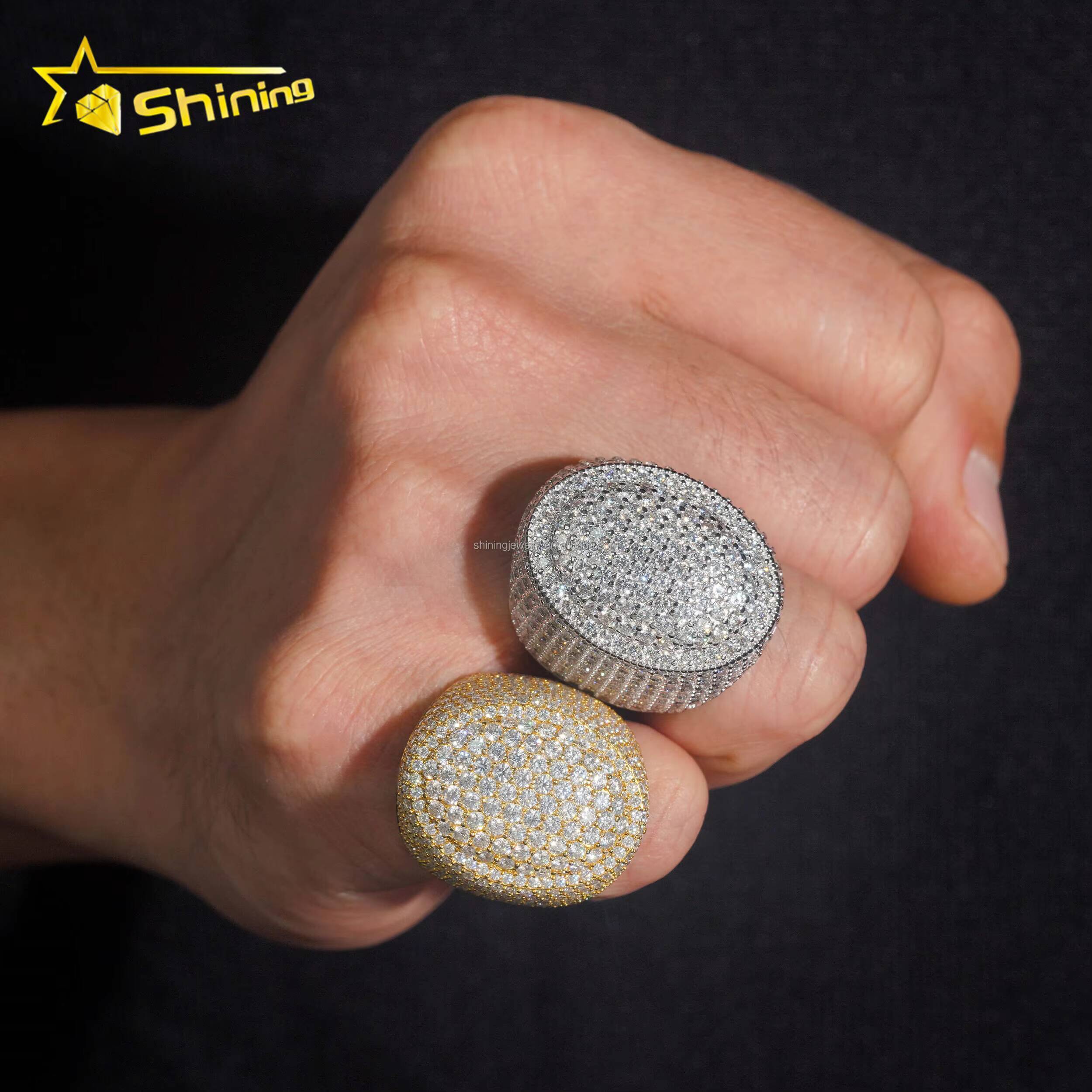 High Quality Iced Out Hip Hop Popular GRA ACertificate VVS Moissanite Diamond Man Gift Iced Out S925 Silver Oval Shape Man Ring