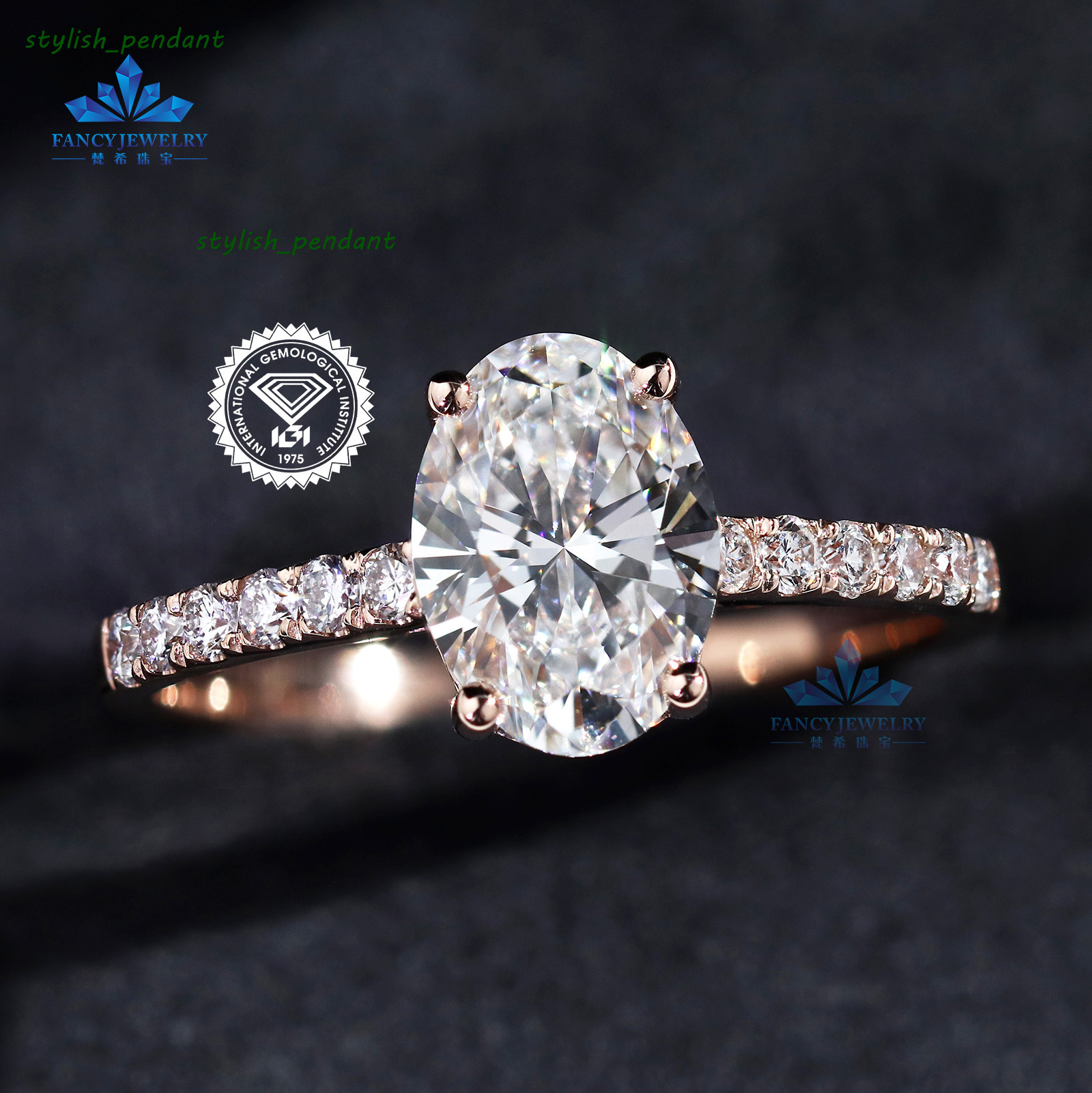 Customizable 14K Gold Engagement Wedding Ring IGI Certified Oval VVS Lab Grown Filled Diamond for Luxury Women