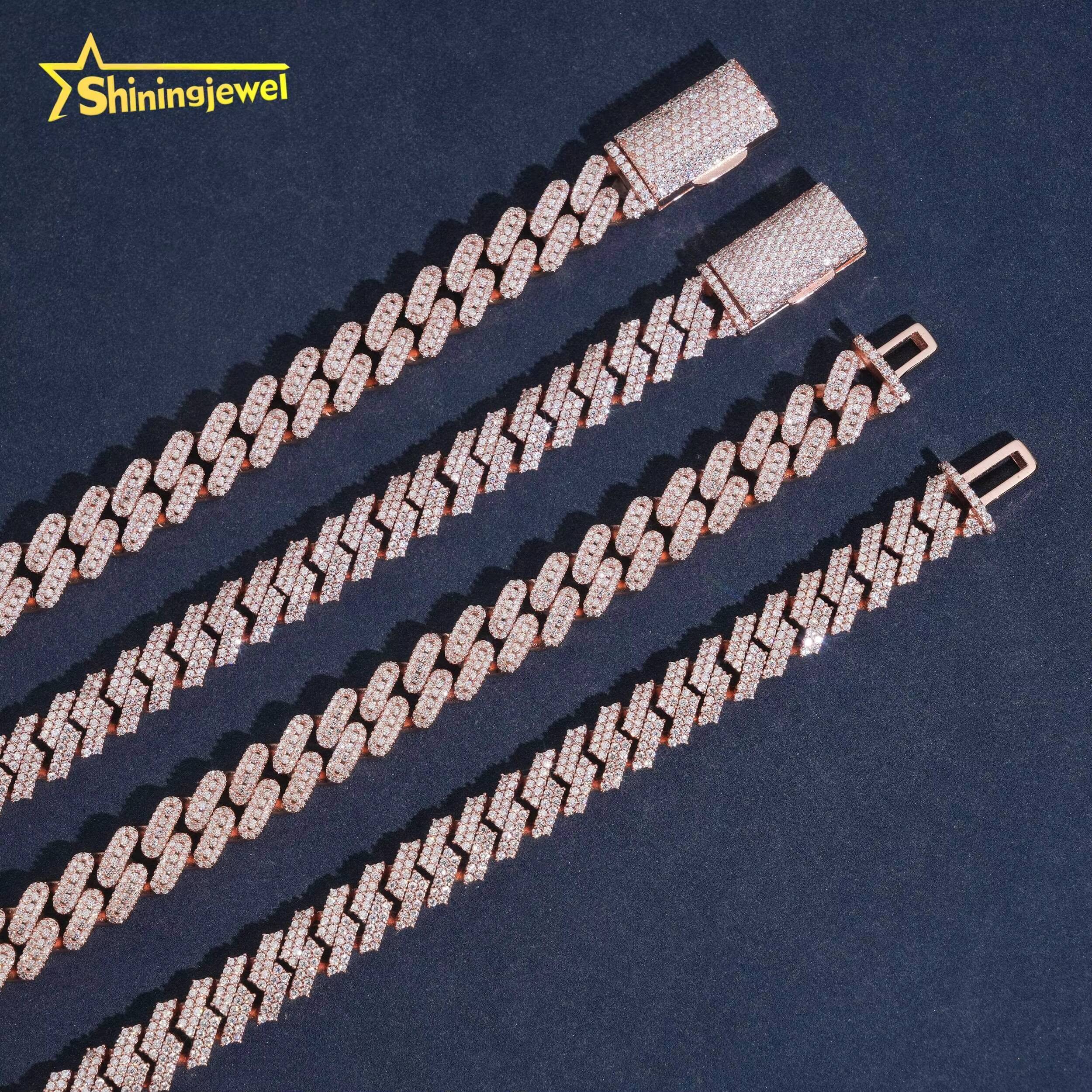 Pass Diamond Tester 925 Silver Moissanite Cuban Chains Hot Sale 10mm Cuban Link Necklace Bracelet Hip Hop Jewelry