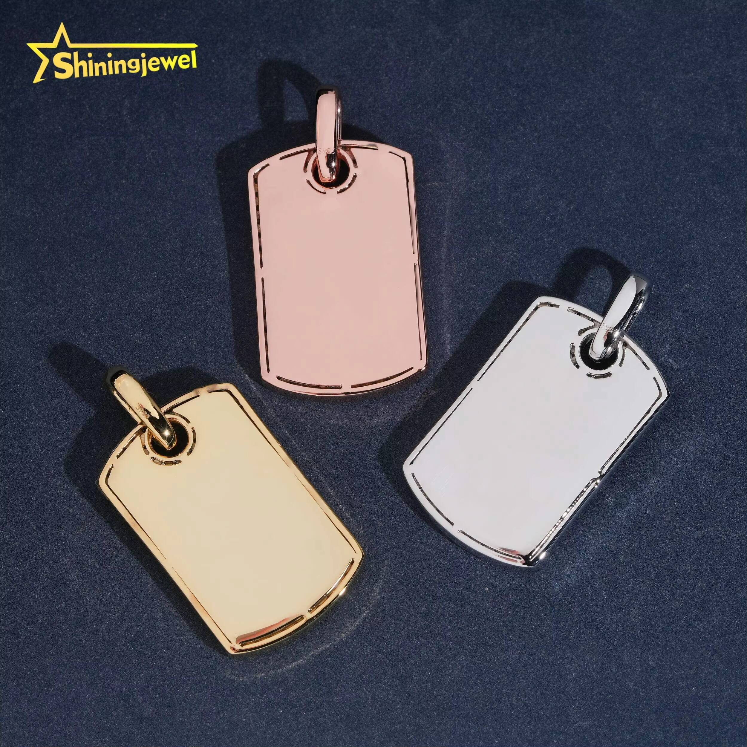 Hip Hop Pendants Charms 925 Silver Iced Out Moissanite Dog Tag Pendant Custom VVS Moissanite Pendant for Men