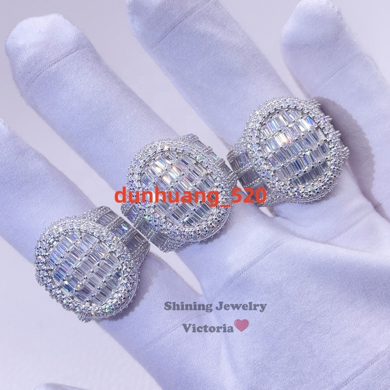 GRA Certificated Pass Diamond Tester Hip Hop Sterling Silver White Gold VVS Moissanite Men Ring