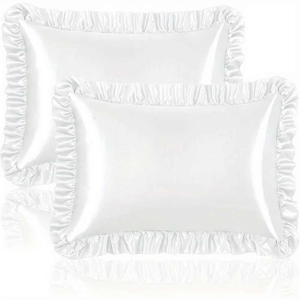 Pillow Case 2 PCS Ruffle Satin case for Hair and Skin Silky Shams Satin Ruffled case with Envelope Closure C251028