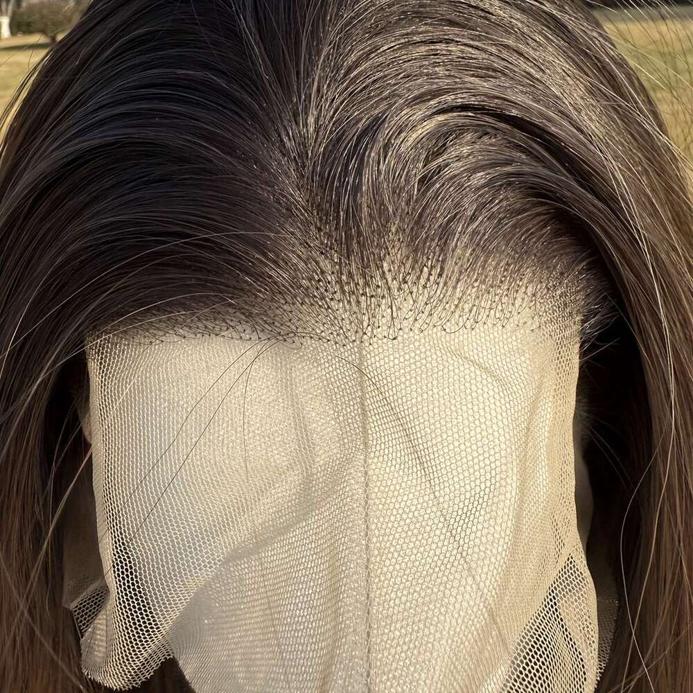 22-Inch Brown Attractive Synthetic Lace Front Wig-High-Definition Transparent 13X4 Front, Non-Adhesive, Pre-Combed Hair Line-Ideal Fashionable Women G