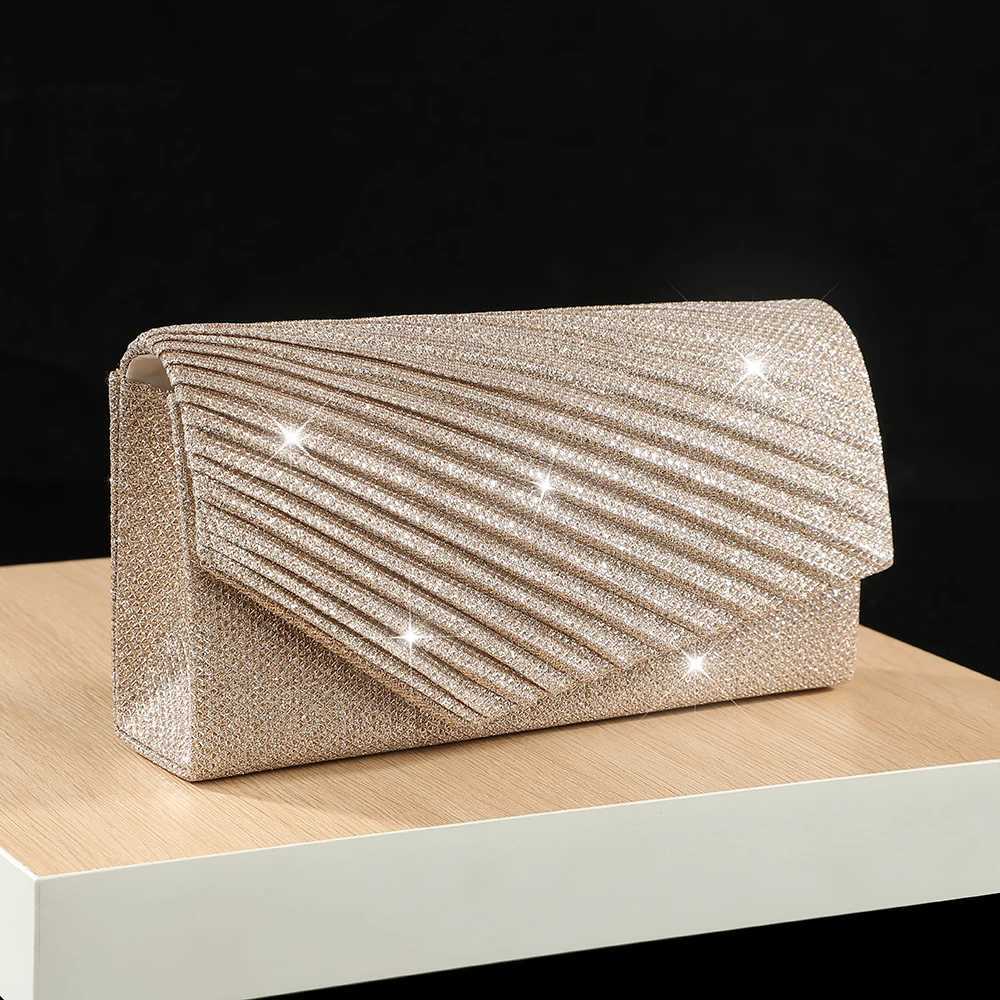 Candy Colors Pleated Folded Simple Affordable Handbag Designer High Quality Small Size Glitter Envelope Evening Bag with Chain H251027