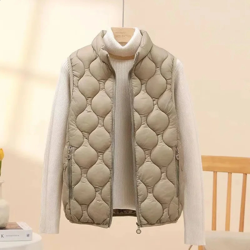 Lightweight Womens Down cotton Vest Jacket Mom Stand collar Waistcoat Autumn Winter Short Warm Vest Coat Casual Outwear Top 251027