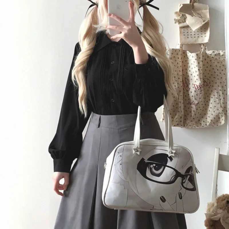 2025 New Japanese Anime Y2k Handbag Large Capacity Student Tote Bags PU Jk Uniform Harajuku Shoulder Bags Casual Bags For WomenW251028