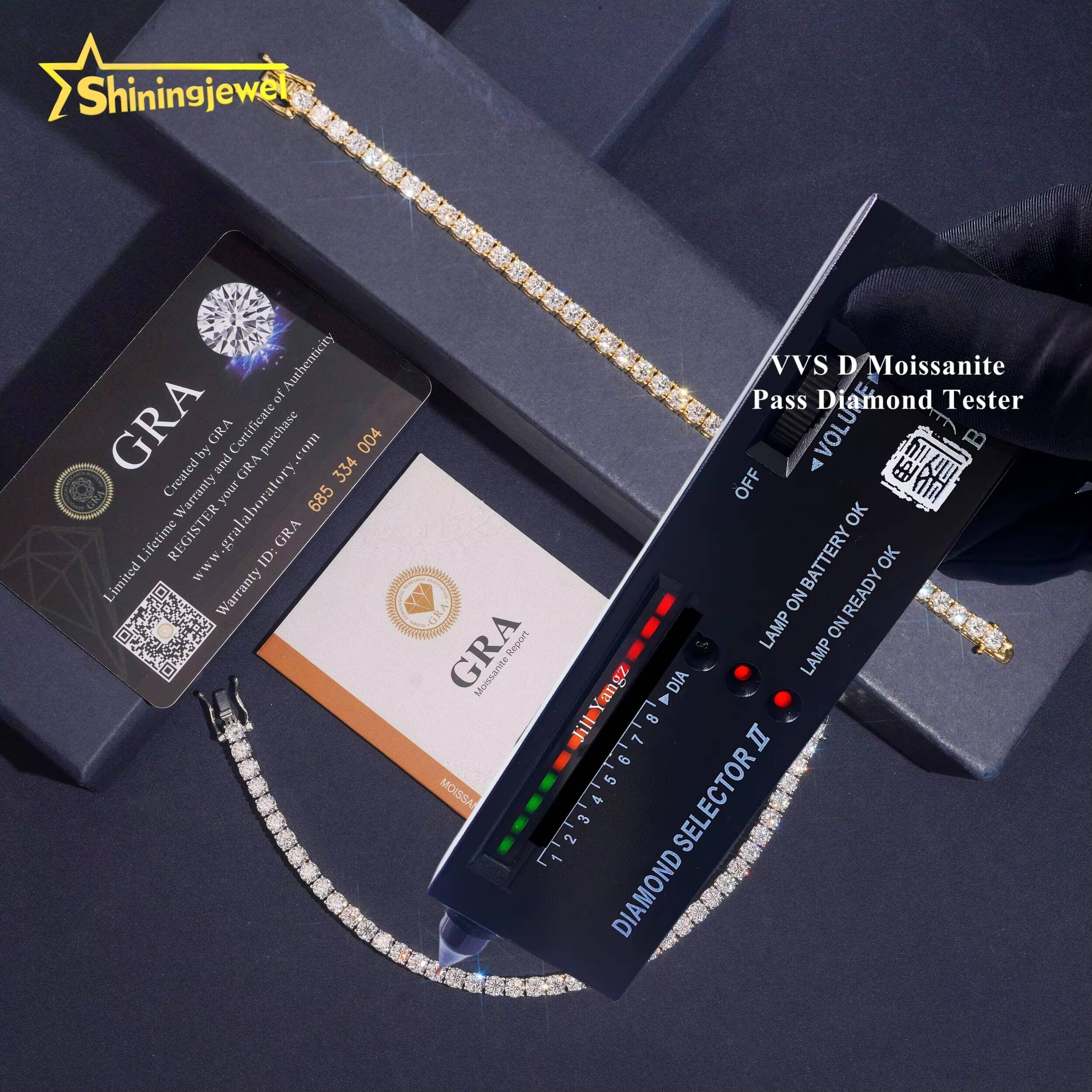 USA Warehouse Fast Delivery Tarrifs Free Pass Diamond Tester 4mm 925 Moissanite Tennis Bracelet Tennis Chain Moissanite