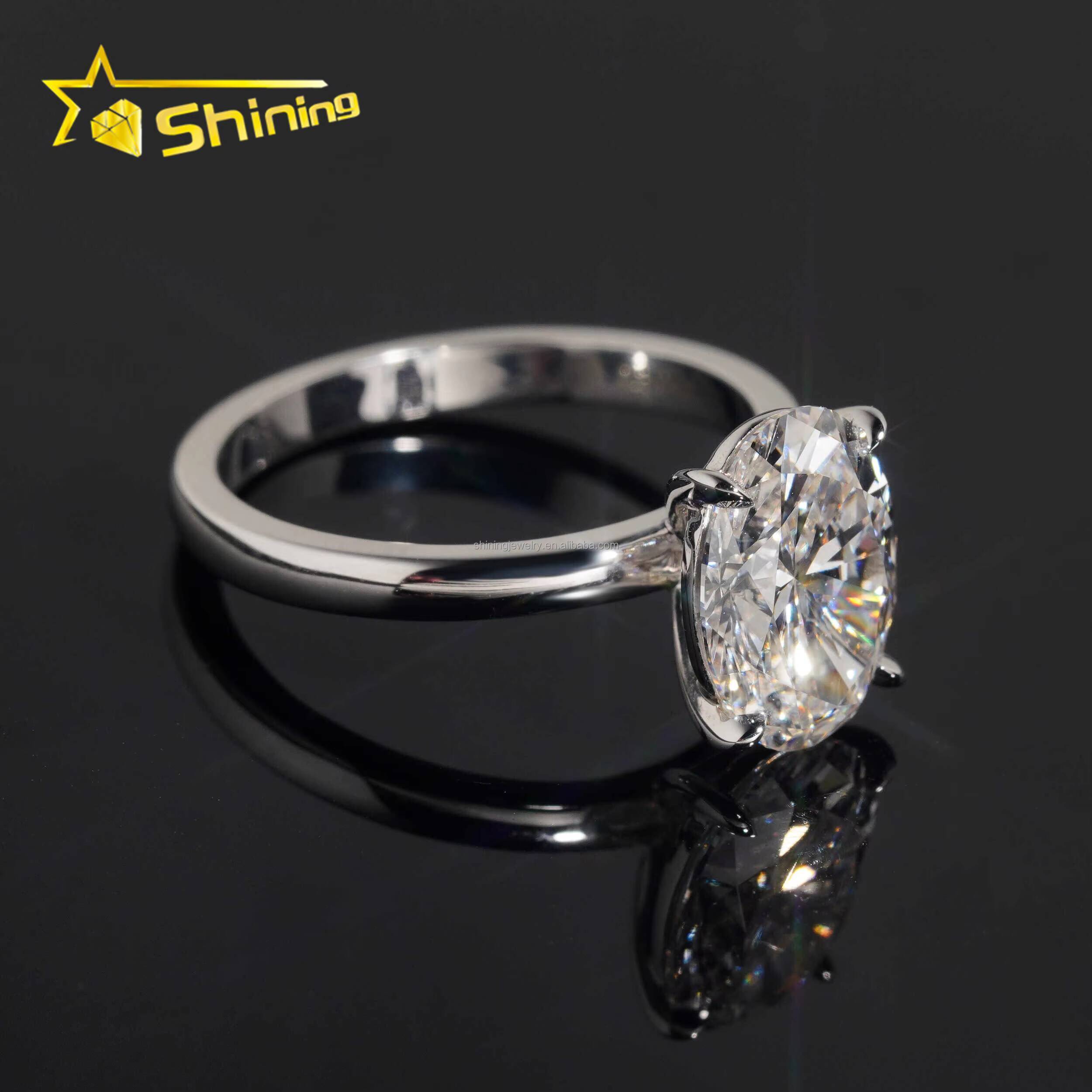 18k White Gold Luxury Bridal Jewelry Customized Fiance 3Ct Oval Crushed Cut Lab Grown CVD Diamond Engagement Solitaire Ring