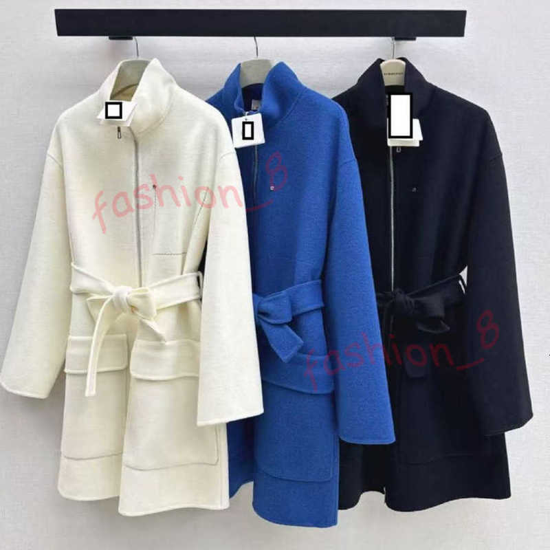 Designer Women's Wool & Blends 25 Autumn Winter High-End Women's Fashion Elegant Versatile Stylish Stand Collar Zipper Lace-Up Coat Jacket