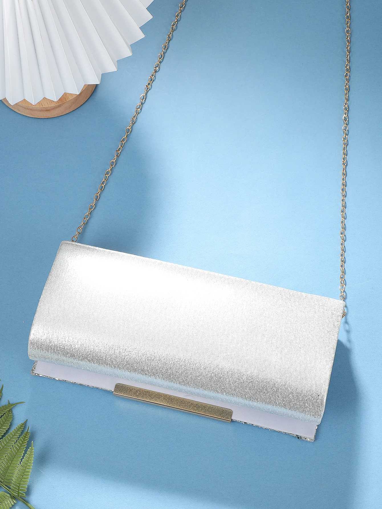 Ladies dinner bag shiny and highend clutch bag evening dress bag metal chain crossbody bag wedding banquet hand clutch bag H251027