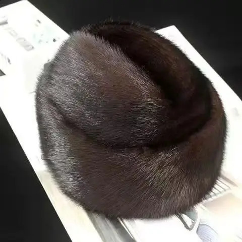 Thick Real Fur Caps Winter Keep Warm Brown Black Brown Hats Beret for Men Elegant Fashion Bonnet Europe and America Style 251027