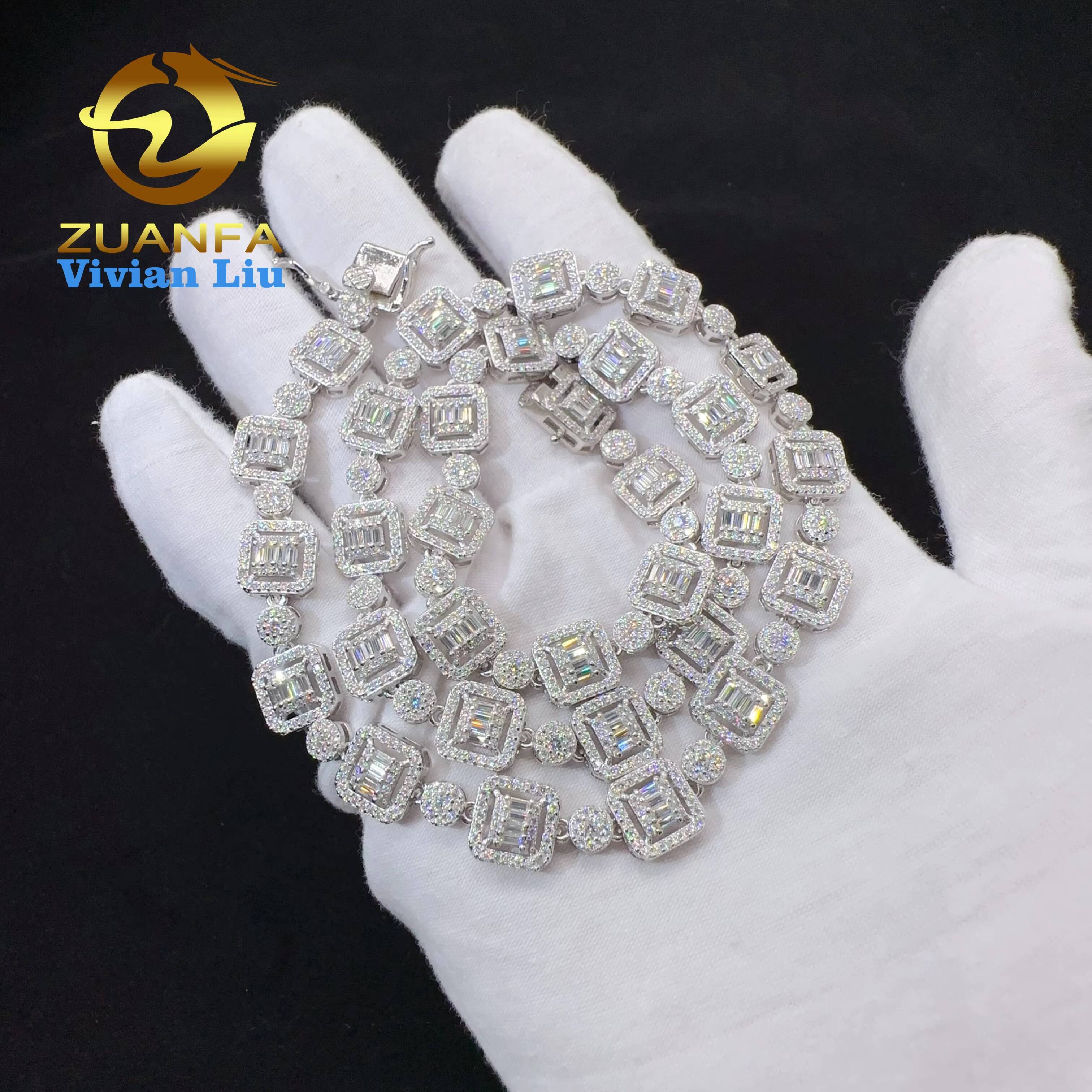 Fine Fashion Women Jewelry Sterling Silver 925 Vvs Moissanite Diamond Jewelry Necklace Chain