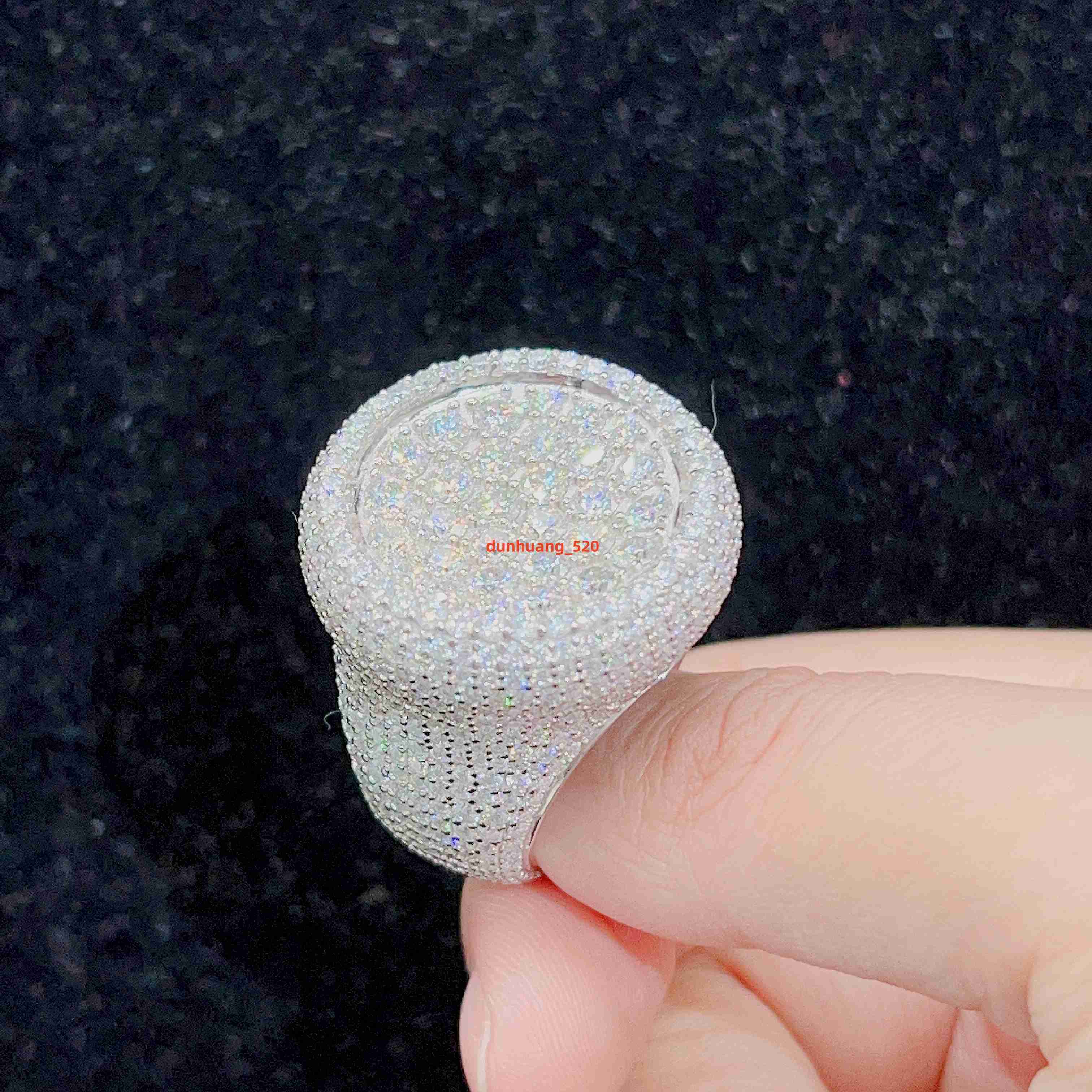 Fine Jewelry Sterling Silver 925 Gold Plated Vvs Moissanite Iced Out Hip Hop Rings