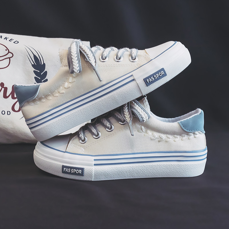 Wheat ear canvas shoes women's summer versatile shoes women's design sense niche white shoes black board shoes2025