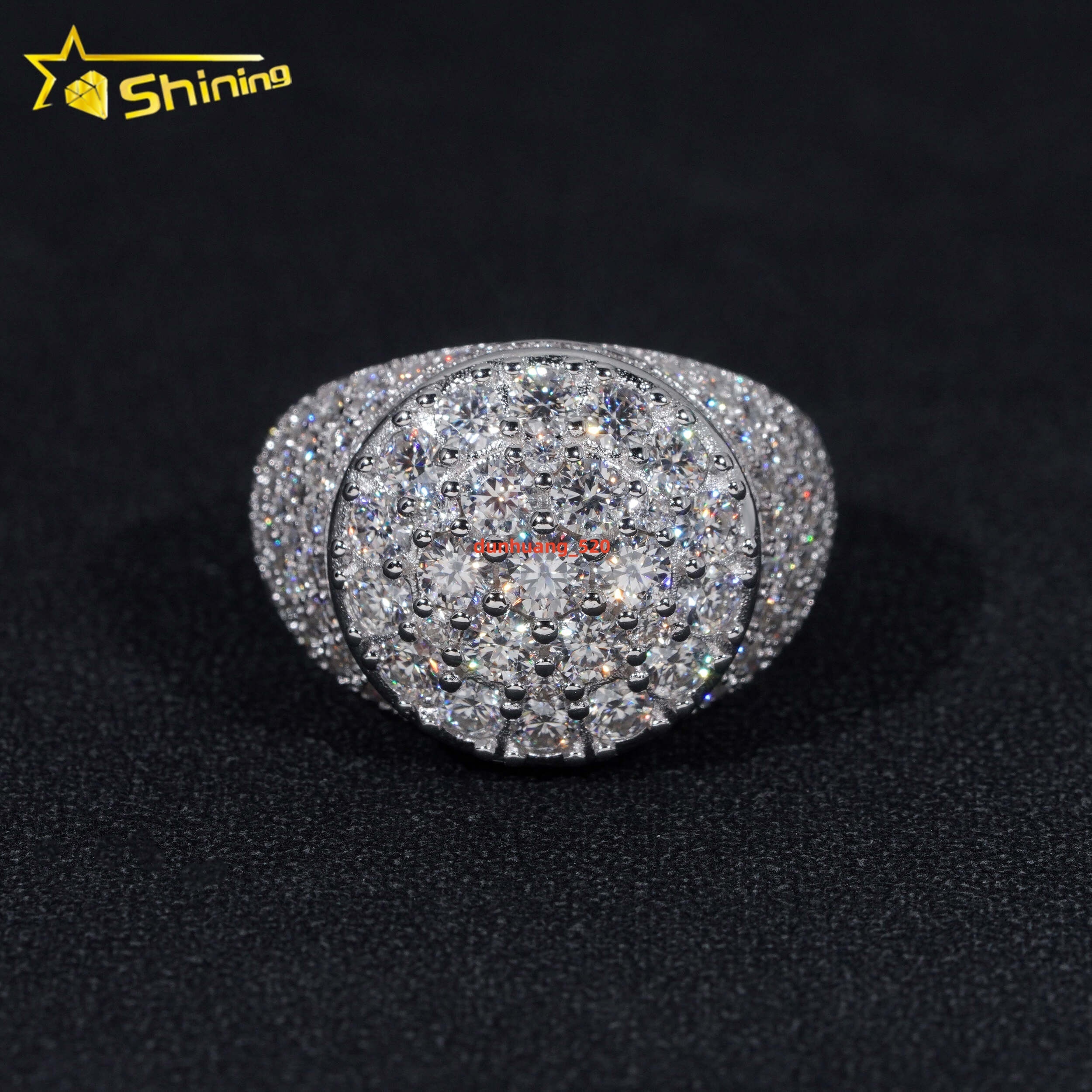 GRA Certified 925 Sterling Silver Gold Plated Hip Hop Jewelry Shining Iced Out Moissanite Diamond Ring for Men