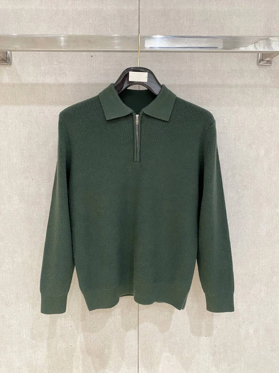 LP Wool-Blend Lapel-Neck Half-Zipper Knitted POLO Shirt