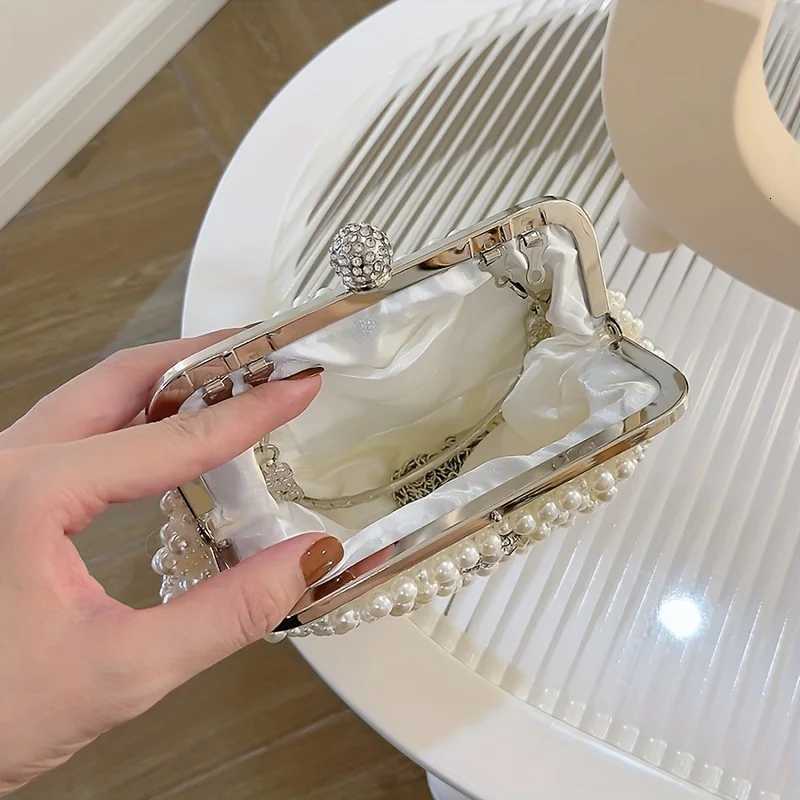 pearl clutch bag handmade beaded evening bag classic scalloped handbags for wedding party prom H2510271