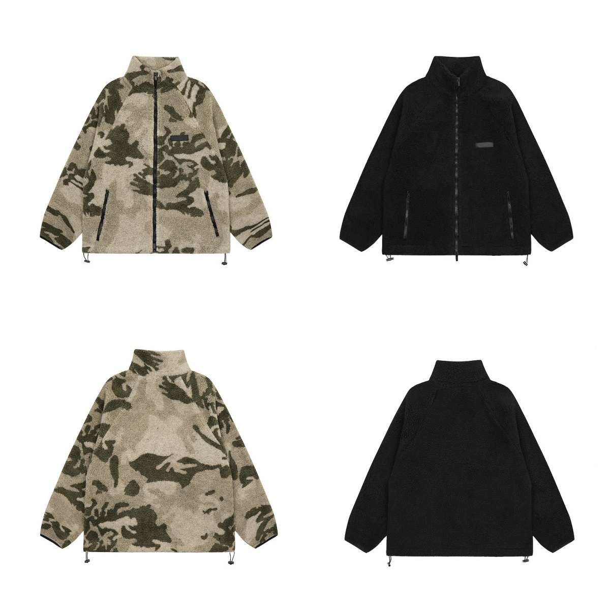 Men's Designer Camouflage Fleece Jacket Zipper Style Cardigan 100% Cotton Embroidery Y2k Jackets Coats Harakuju Thermal Outwear Tops For Male Winter