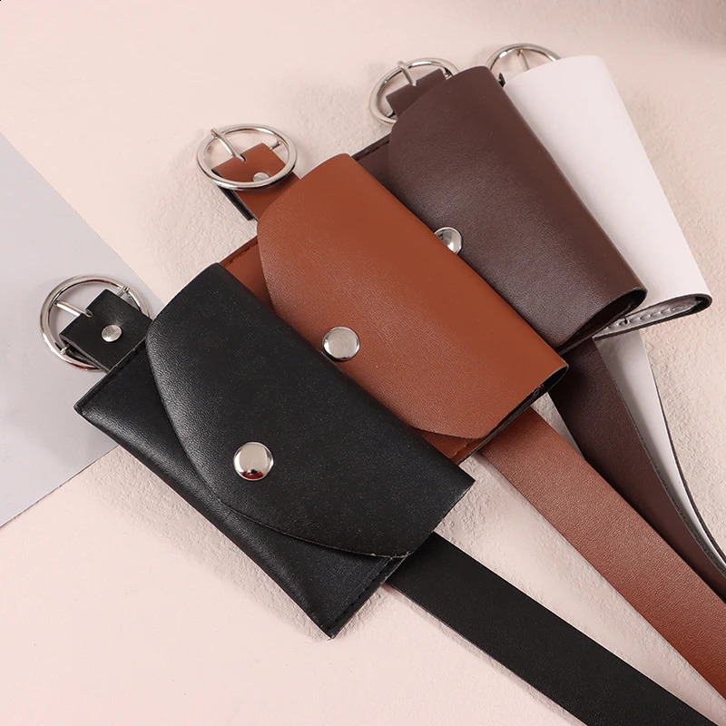 Waist Belt Adjustable PU Waist Pack Metal Buckle Wallet Phone Pouch Ladies Decorative Belts Salesperson Work Bag 100CM 251023