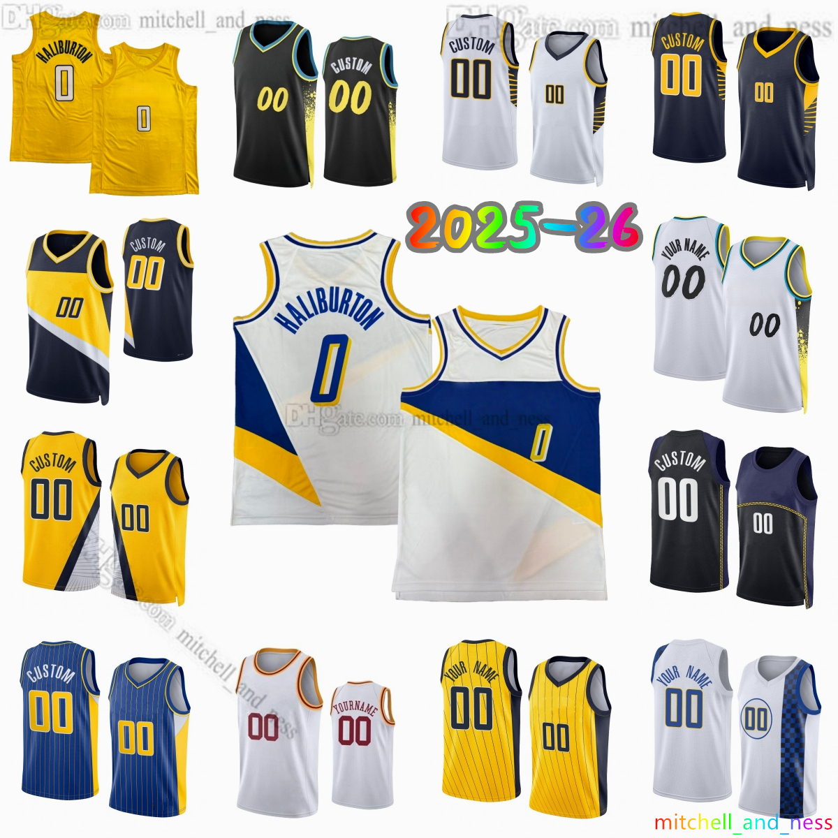 Custom 2025-26 New 00 Bennedict Mathurin Printed Basketball Jersey 43 Pascal Siakam 0 Tyrese Haliburton 1 Obi Toppin 2 Andrew Nembhard 23 Aaron Nesmith Jerseys Shorts
