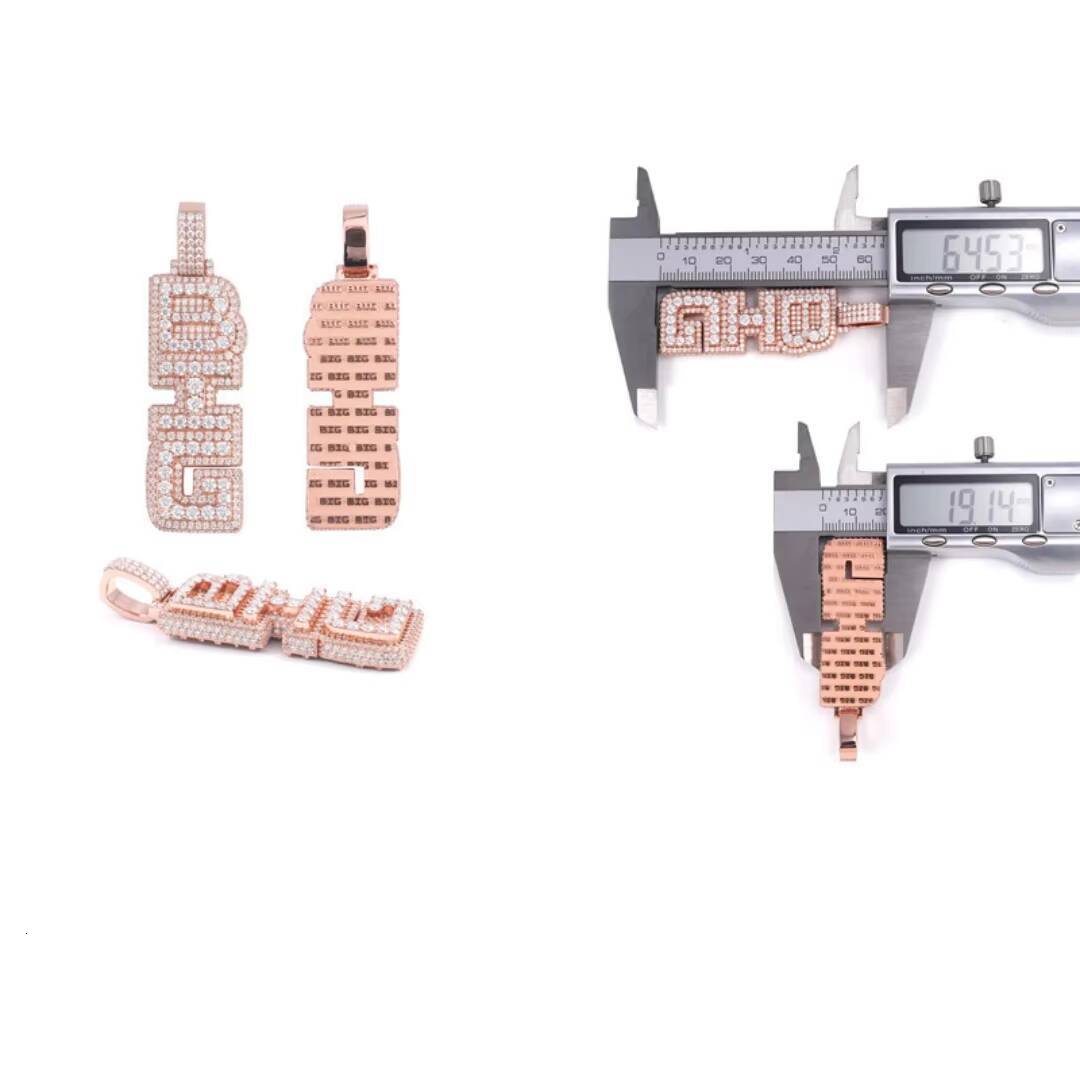 Customized Personal Rapper 3D Jewelry 925 Silver Charms Trendy Pendant Fully Iced Out Moissanite Letter Initial Hip Hop Pendant