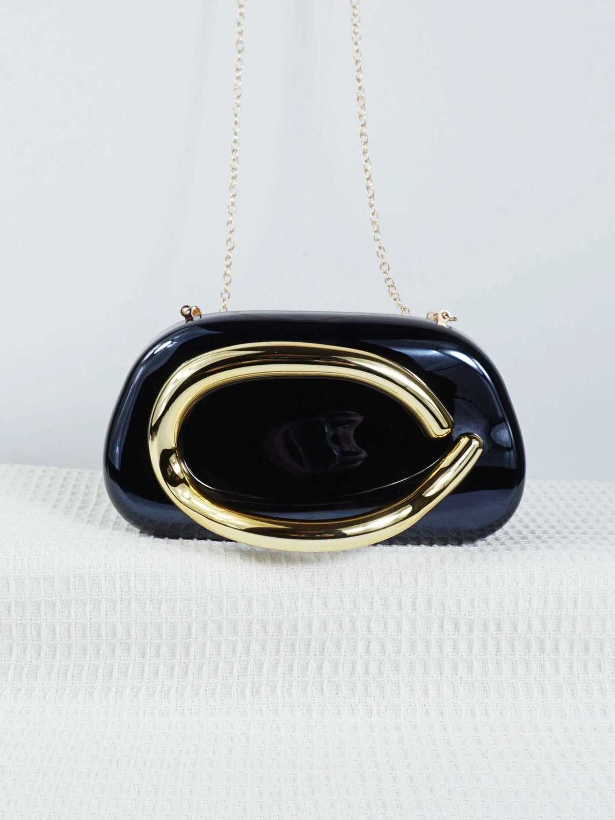Ladies highend sparkling metal box shaped dinner bag luxurious and fashionable metal strip decoration evening dress bag H251027