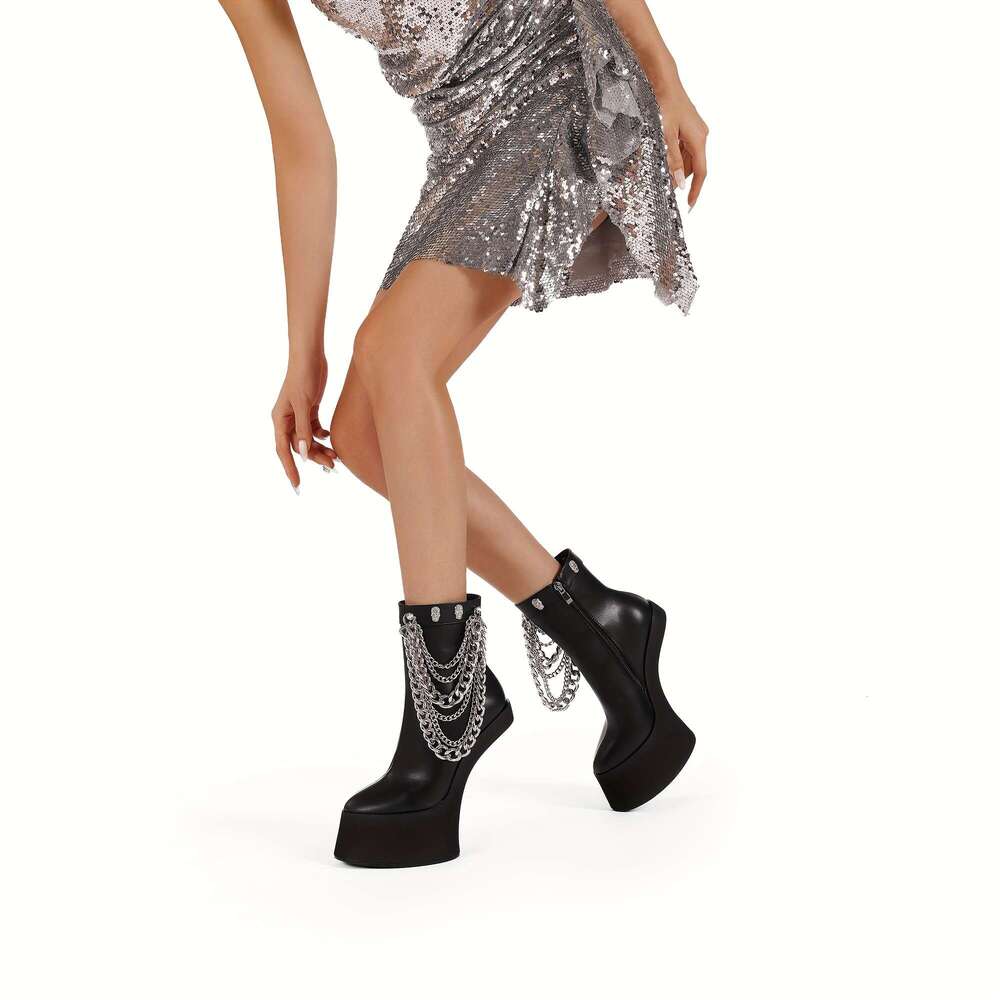 Women's Chunky Platform Boots Pointed Toe, Back Zipper Closure, Non-Slip All-Season Formal & Casual Shoes For Parties, Everyday, Special Events -