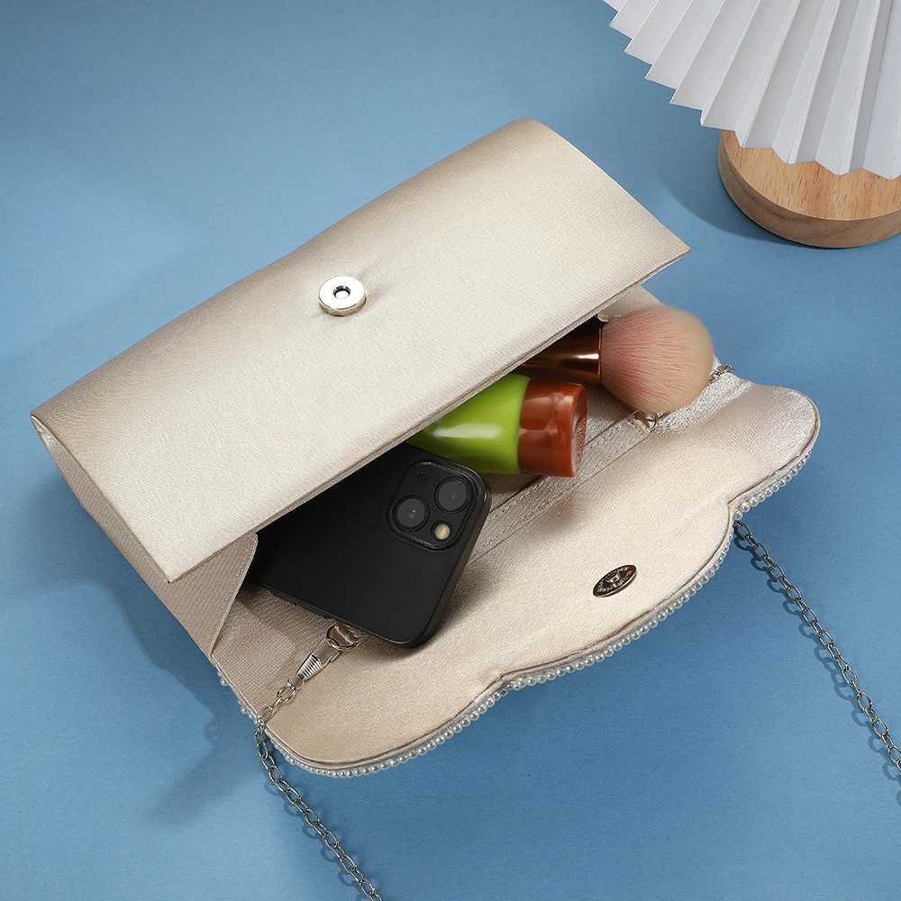 Pearl Dinner Bag for Women Light Solid Color Party Clutch Cosmetic Mobile Phone Storage Fresh Stylish Design H251027