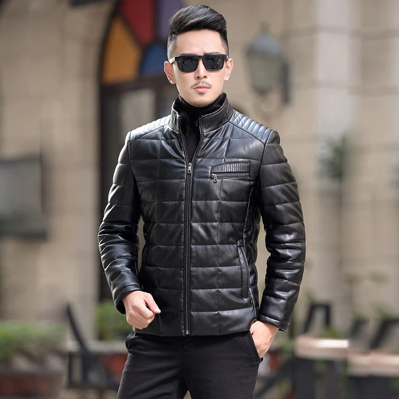 Detachable Mink Collar Sheepskin Down Jacket Man Winter Fashion Warm Genuine Leather Puffer Jacket Men Leather Natural 251023