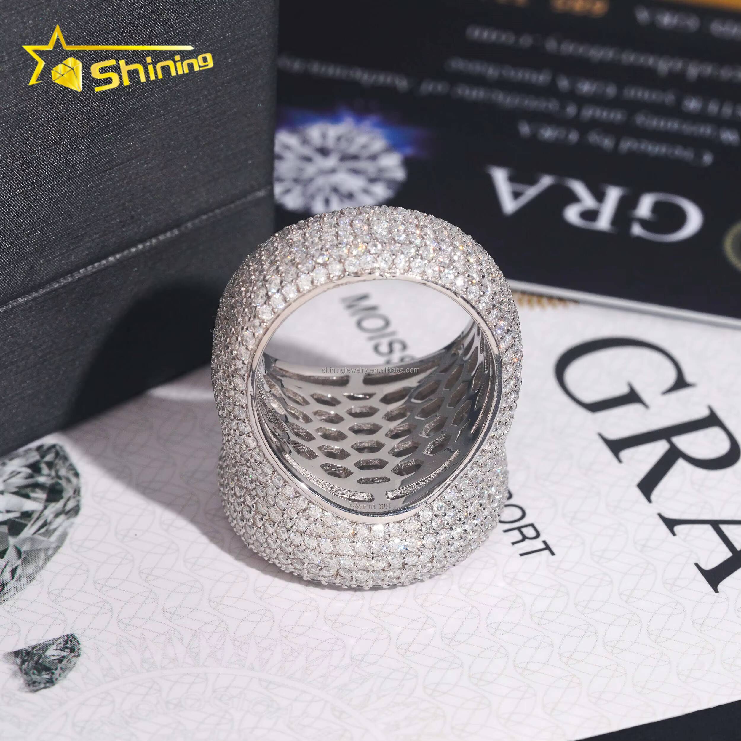 New Arrivals Fire Man Jewelry Luxury Hip Hop Hot Selling S925 Solid Silver Fully Iced Out FL Moissanite Diamond Round Ring Man