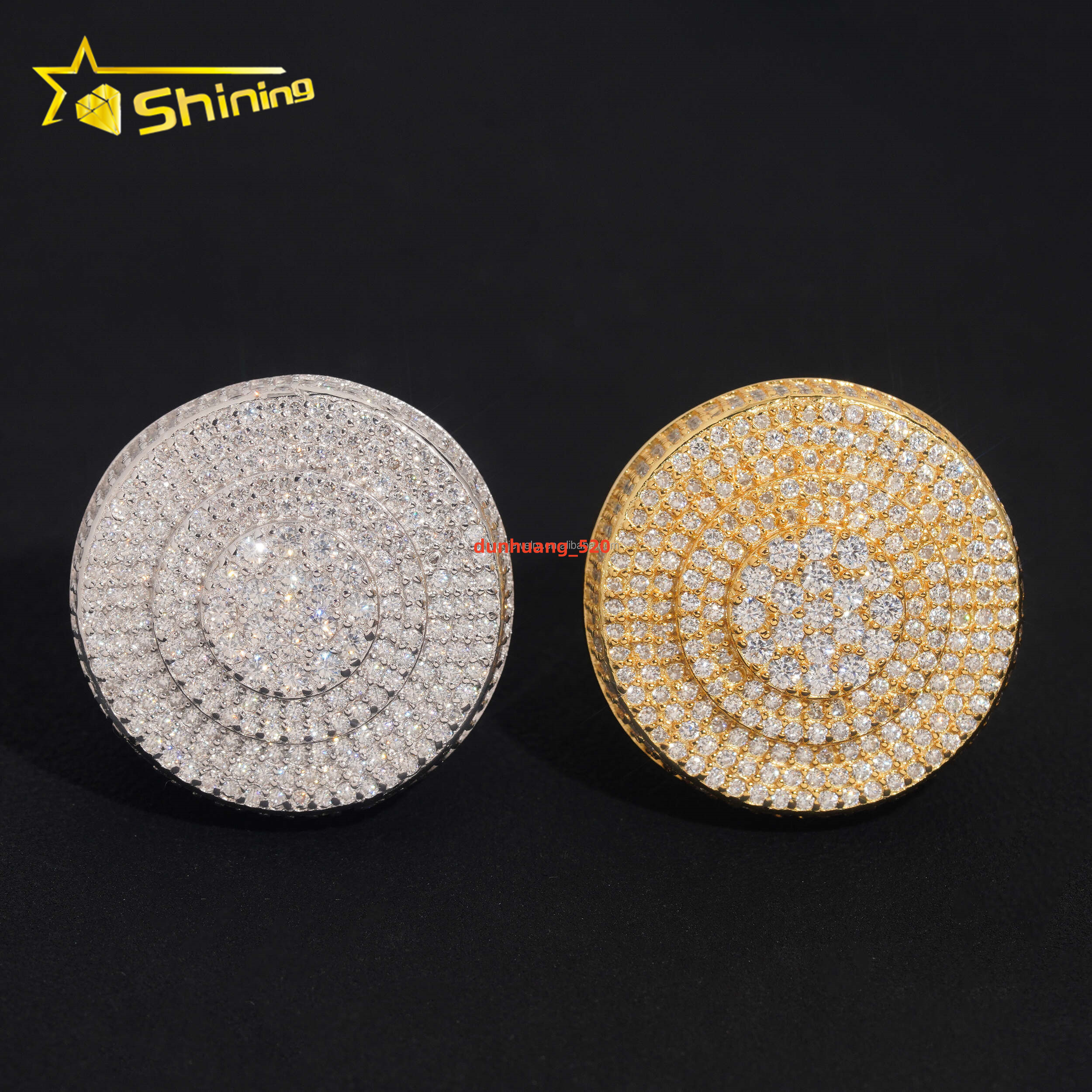 Bulk Stock Fire Man Gift Jewelry Luxury Hip Hop Hot Selling S925 Solid Silver Fully Iced Out FL Moissanite Diamond Round Ring