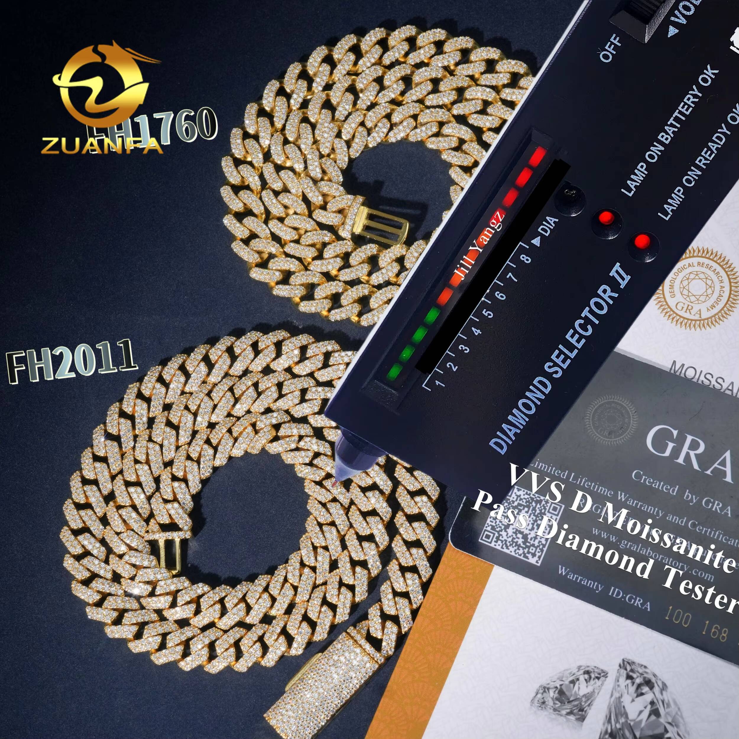 Everyday Moissanite Chain Cuban Links Prong Chain 925 Silver Oval Shape Cuban Link Chain Necklace Rose Gold Plated