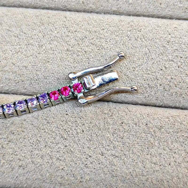 Hot Selling 2mm Width CZ Tennis Chain Bracelet Women Men Iced Out Bling Rainbow Bracelet Jewelry