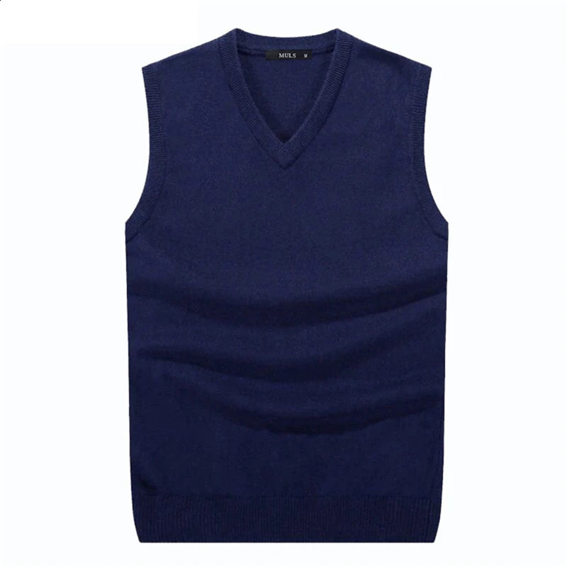 S6XL Men Sleeveless Sweater Vest Male Autumn Spring Cotton Knitted Solid Man Business V Neck Top Slim Sweaters Boy 251016