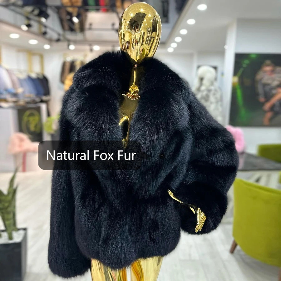 Black Fox Fur Jacket Women Genuine Fox Fur Coat High Quality Warm Fur Jacket Woman 251027