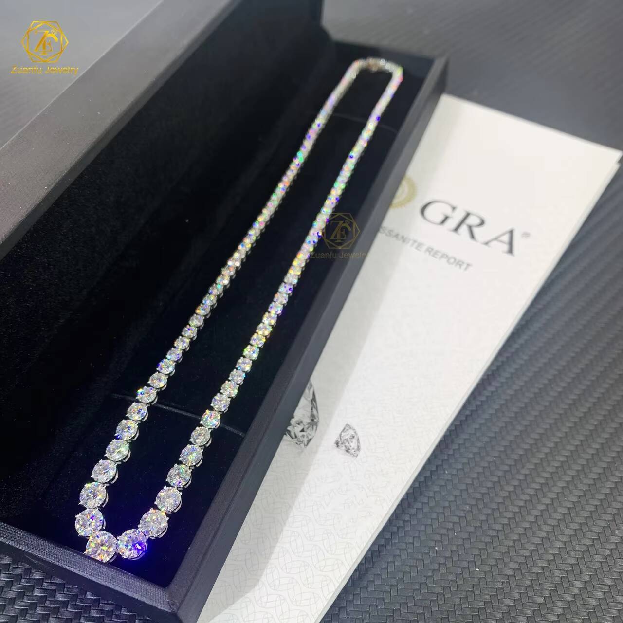 Factory Wholesale Price S925 Moissanite Diamond Tennis Necklace 2965mm Graduated VVS Chains Fine Necklaces