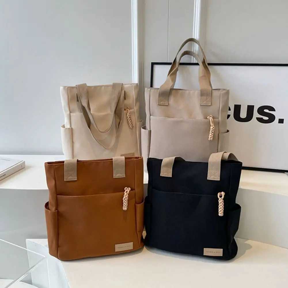Large Capacity Lightweight Canvas Bag New Waterproof Solid Color Tote Bags Canvas Handbag Shoulder Bag for Work School TravelW251028