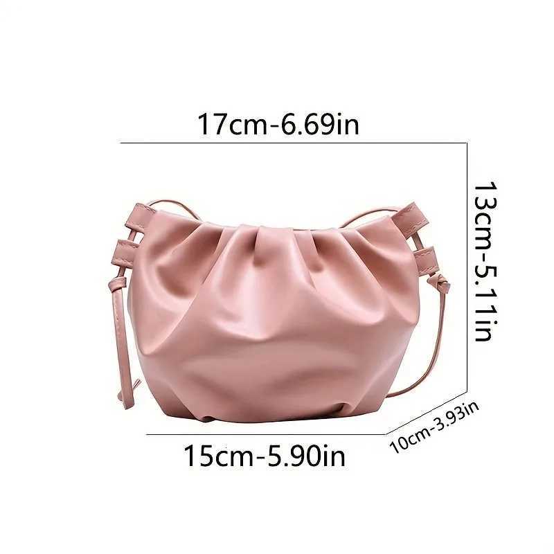 Pleated Zipper Crossbody Bag PU Leather Textured Purse Classic Fashion Versatile ShoulderW251028