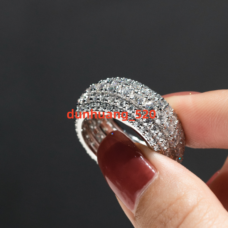 Hip Hop Ring Jewelry for Mens Luxury Moissanite S925 Silver Full Iced Out Band Champion Men Rings