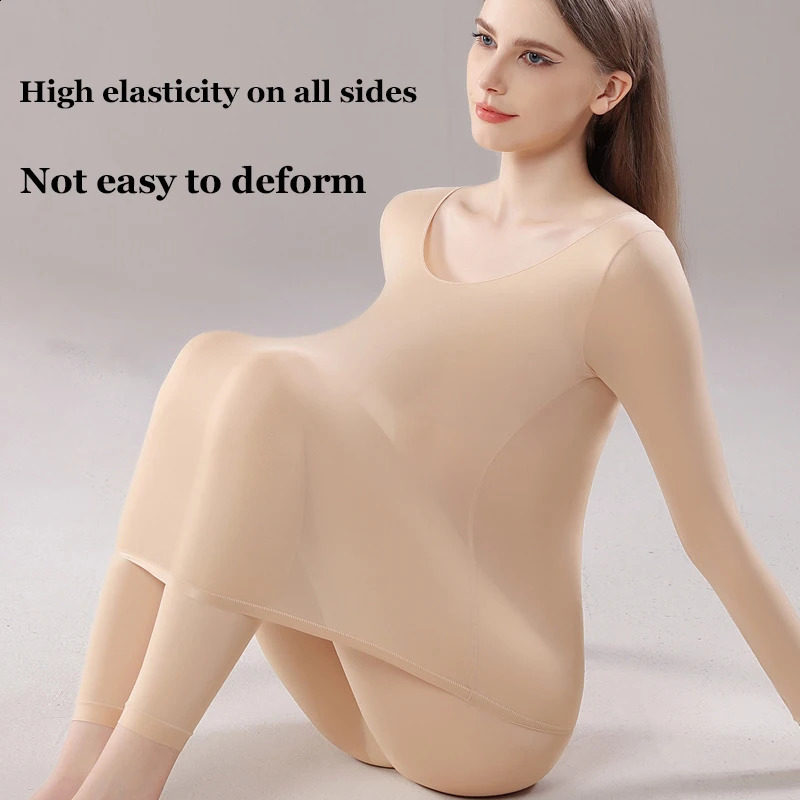 2pcs UltraThin Seamless Warm Underwear for Women HighElasticity Long Sleeve Slim Fit Top Womens Lightweight Sleepwea Lingerie 251027