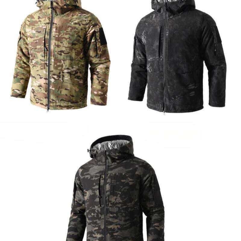 Camouflage Tooling Mens Hooded Parkas Thickened Winter Durable Multiple Pockets Outdoors Working Cotton Jackets Warm Windbreaker