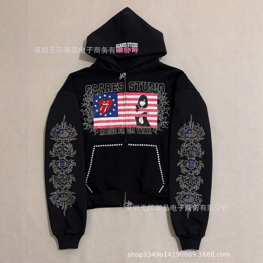 Street New Dark Style American Star Print Hoodie Sweatshirt
