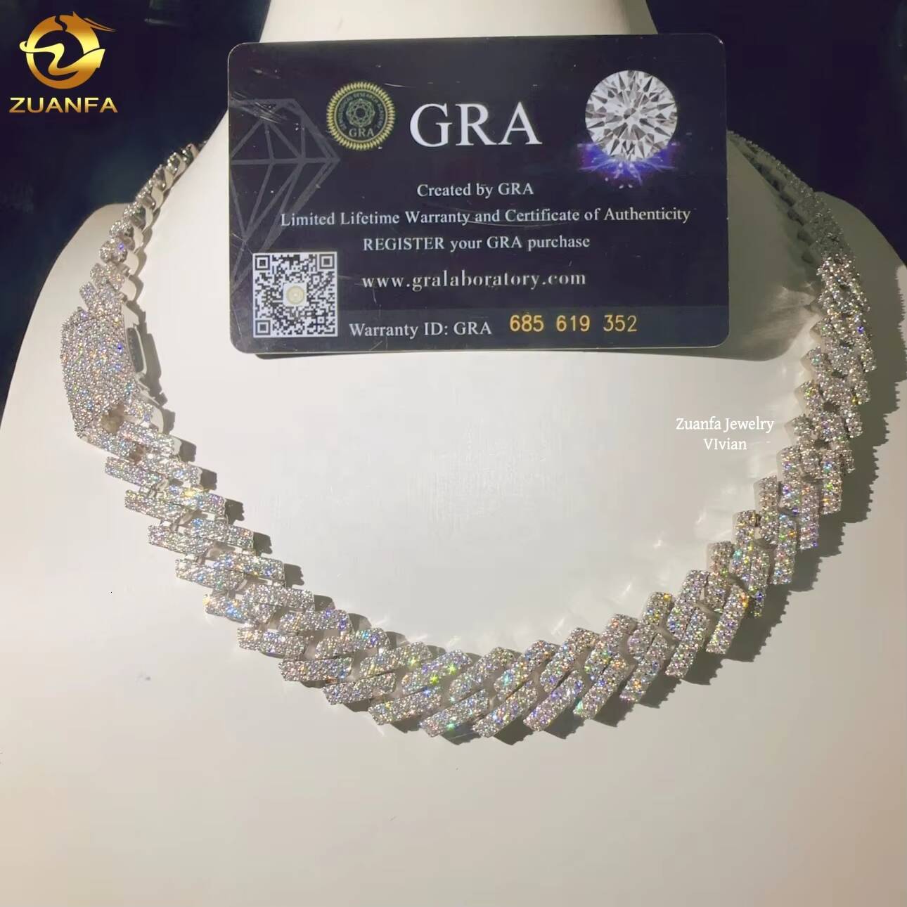 Fashion Sterling Silver 925 135mm VVS Moissanite Diamond Buss Down Moissanite Hip Hop Jewelry Cuban Link Moissanite Necklace