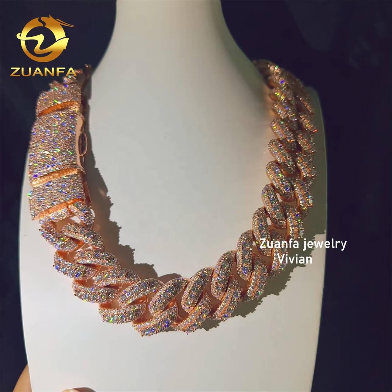 Sterling Silver 925 VVS Moissanite Diamond Cuban Link Moissanite 28mm Iced Out Hip Hop Cuban Link Chain Necklace