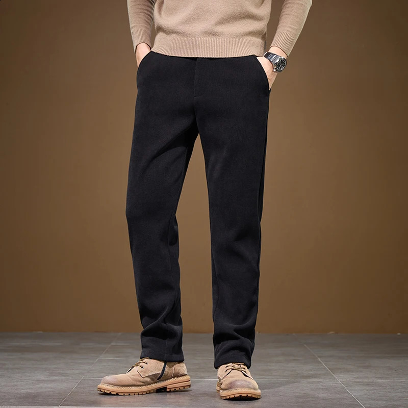 Fashion Straight Male Casual Corduroy Pants Korean Autumn Winter Business Work Trousers Solid Color Luxury Mens Clothing 251027