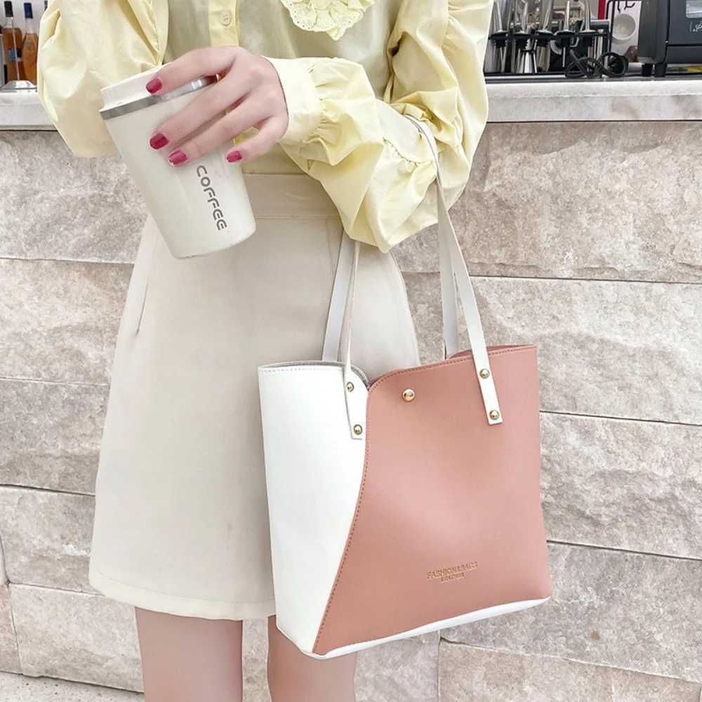 Womens Patchwork Color Bag PU Leather Large Capacity Shoulder Bags High Quality Handbag Ladies Wild Bags Purses and HandbagsW251028