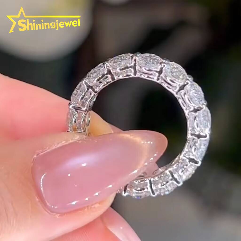 Fine Jewelry Fashion High Quality Oval Shape Band Rings Full Eternity Engagement VVS1 Diamond Ring